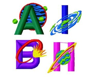 Spaceship Space Machine Embroidery Font Design, Instant Download, PES format
