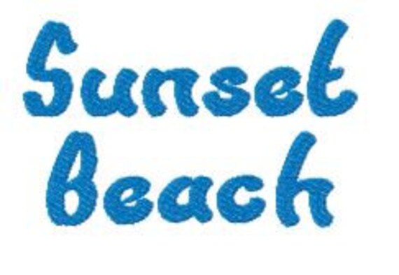 Sunset Beach Embroidery Font Instant Download Pes Format