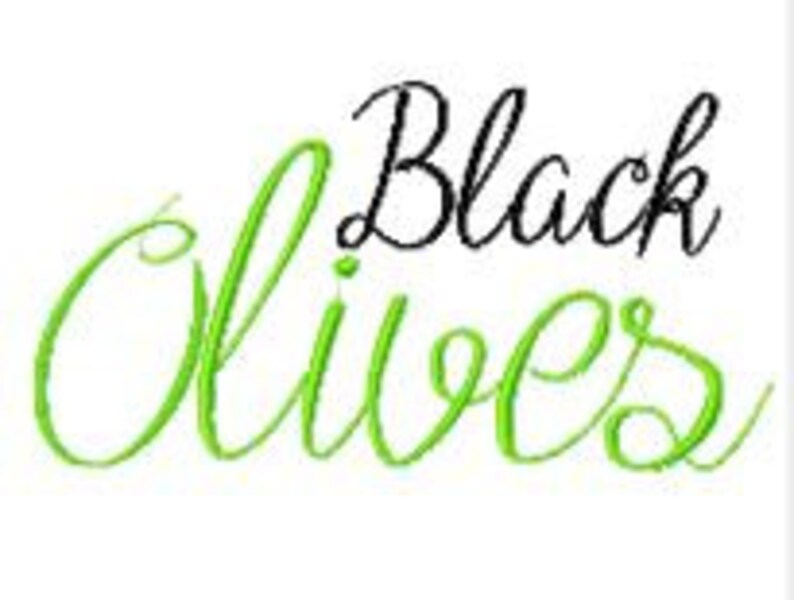 Black Olives Embroidery Font Instant Download PES Format Etsy