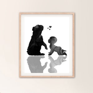 English Bulldog Art, Baby and Dog Print, Baby Room Decor, Baby Shower ...
