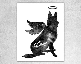 German Shepherd Angel Wings Print: Custom Dog Memorial (Digital Download)
