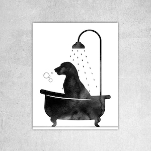 Labrador in Tub Art Print: Bathroom Dog Decor (Digital Download)