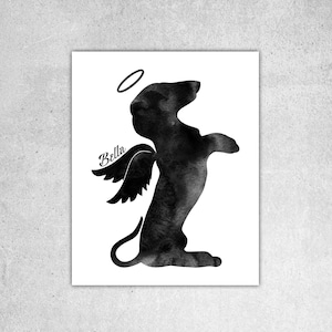 Dog Memorial Print: Dachshund with Wings, Custom Dog Name (Digital Download)