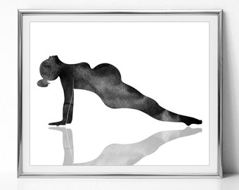 Instant download Rose gold Pregnancy announcement to husband Pregnant print Yoga art print Pregnant woman sitting in a Yoga pose