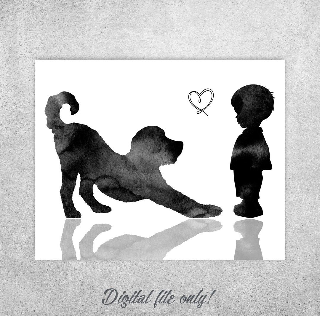 Boys Room Wall Art, Goldendoodle Print, Toddler Boy and Dog Print