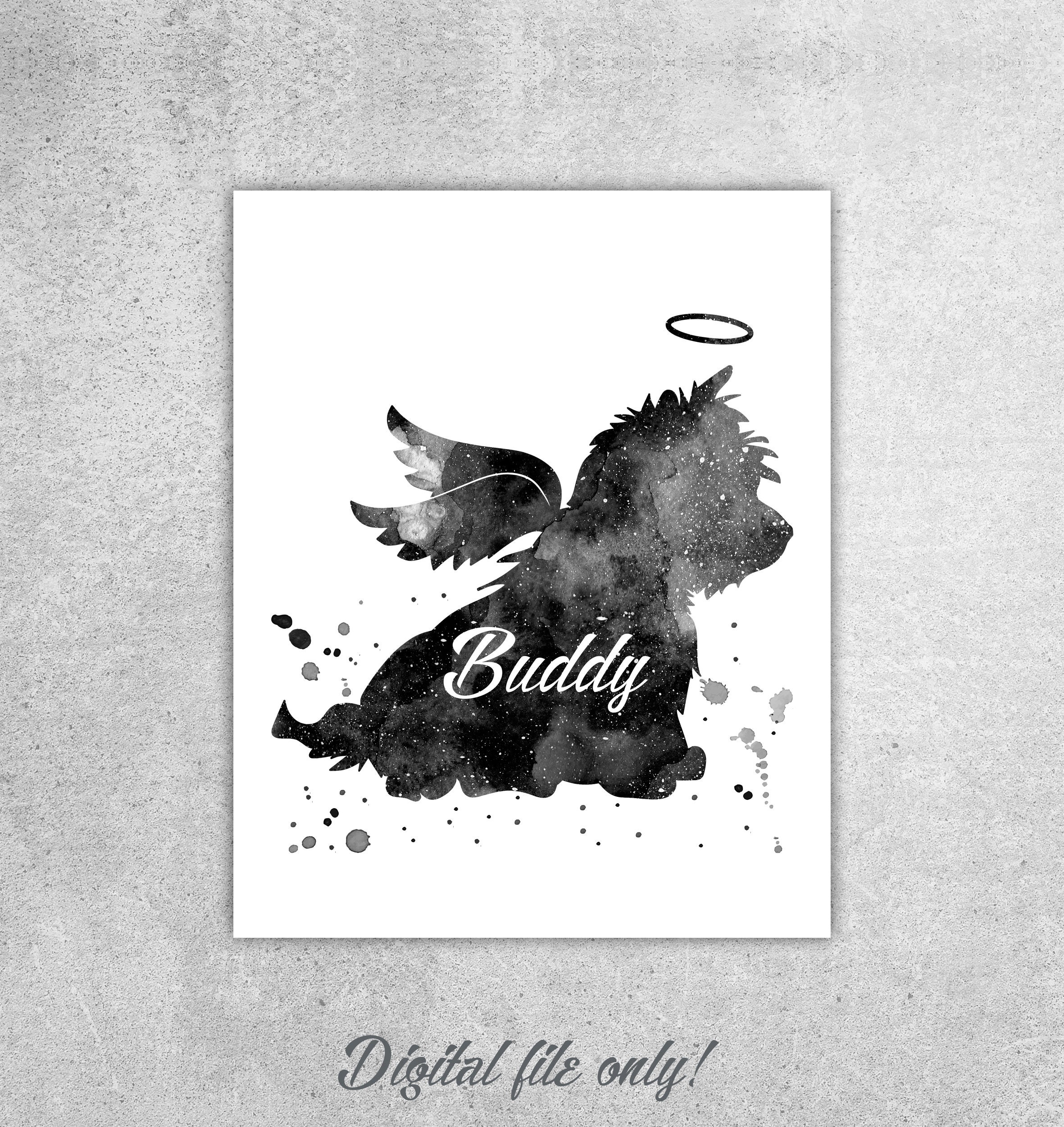 Cairn Terrier Angel Wings Memorial Print: Custom Dog Name (Digital Download)