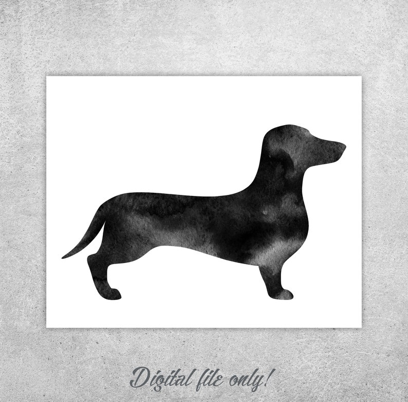 Dachshund Silhouette Dog Watercolor Art Dog Wall Art Etsy