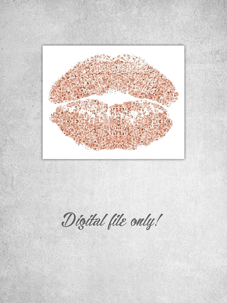 Rose Gold Lips Large Lips Wall Decor Beauty Gift Digital Etsy