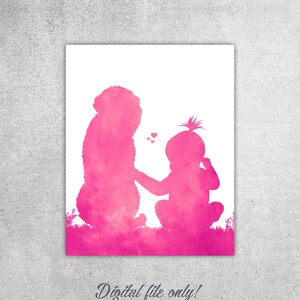 Labradoodle and Baby Art Print: Nursery Decor, New Mother Gift (Digital Download)