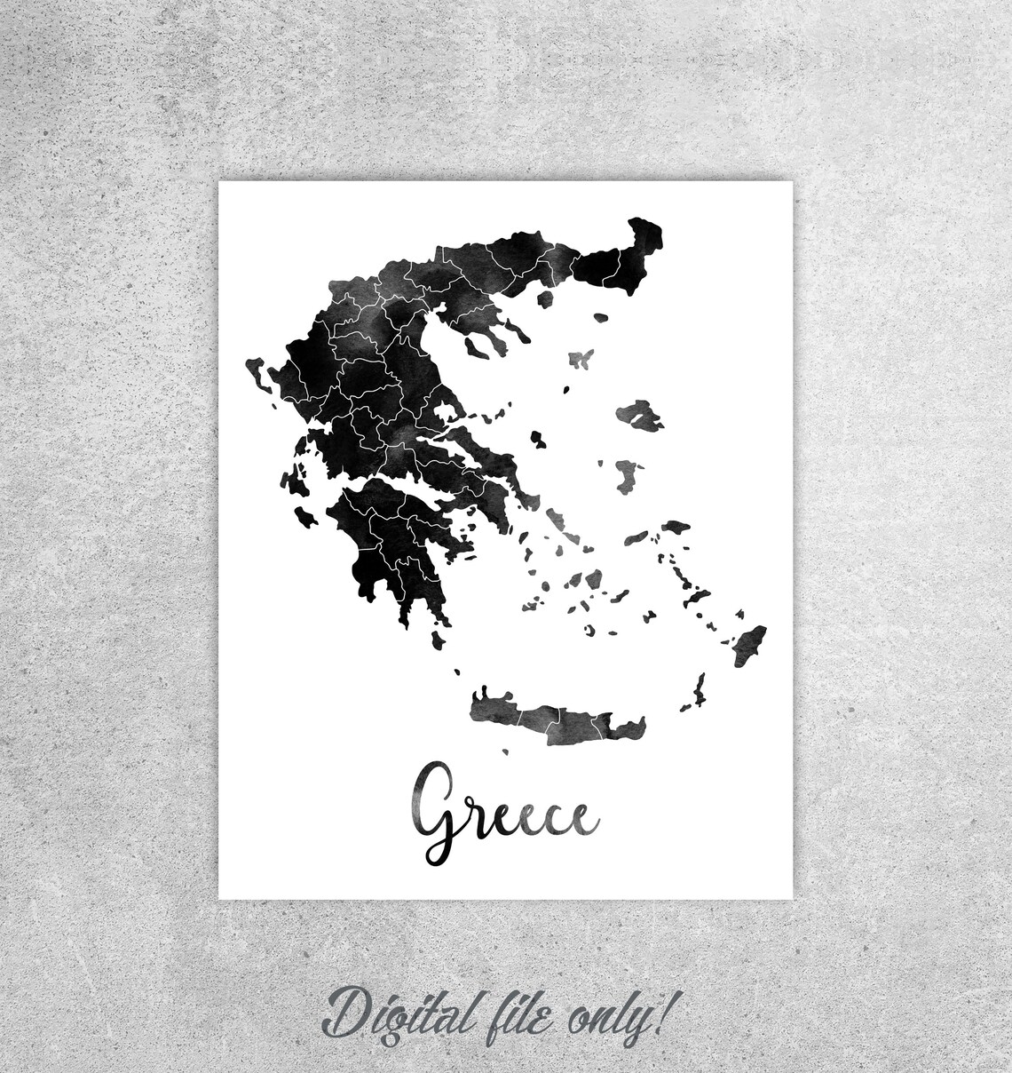Greece Map Printable Greece Wall Art Wanderlust Gift Greece Etsy