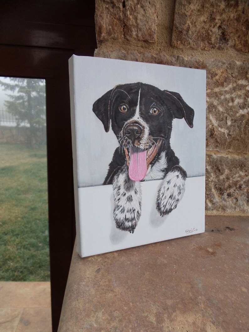 Dog portrait Lab mix dog art Christmas gift Pet art Puppy portrait Animal decor Dog art PEEKABOO dog Dog painting Pet portrait