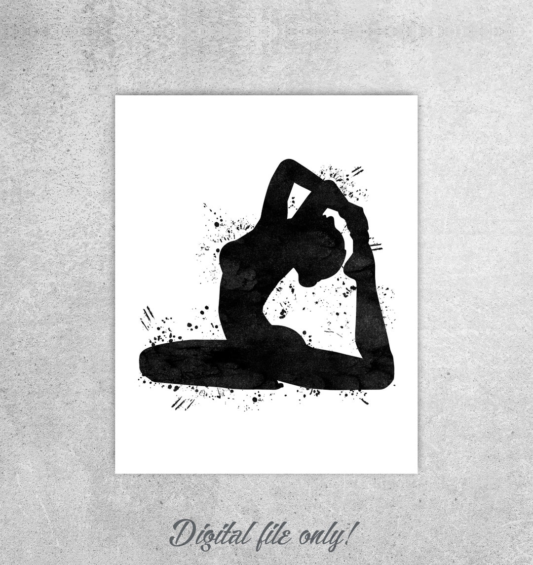 Yoga Wall Art, Yoga Poses, Pigeon Pose, Yoga Poster, Yoga Studio Decor