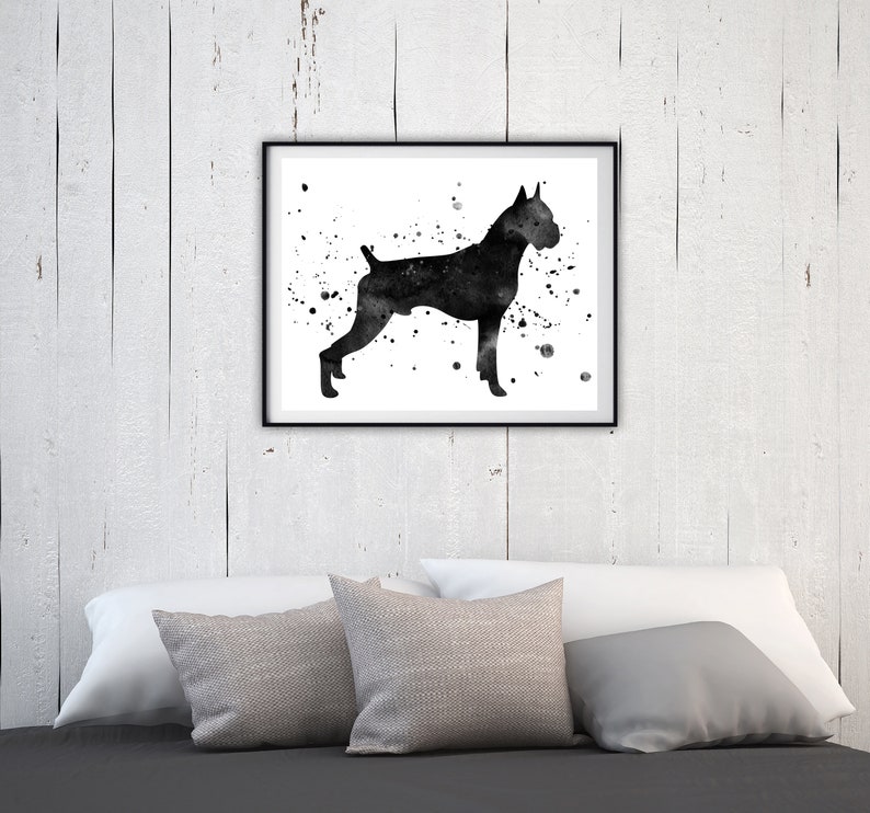 Boxer Dog Wall Art Print Pet Shop Decor Dog Print Black Etsy