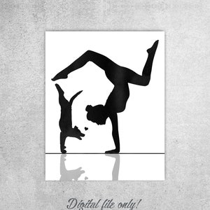 Woman and a puppy doing yoga, Dog gift, Yoga gift, Yoga pose, Yoga print wall art, Yoga dog print, DOG lovers gift, Digital downloading