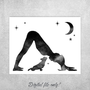 Downward Dog Print: French Bulldog Yoga Art (Digital Download)