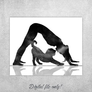 Yoga Dog Print: Woman in Downward Dog Pose (Digital Download)