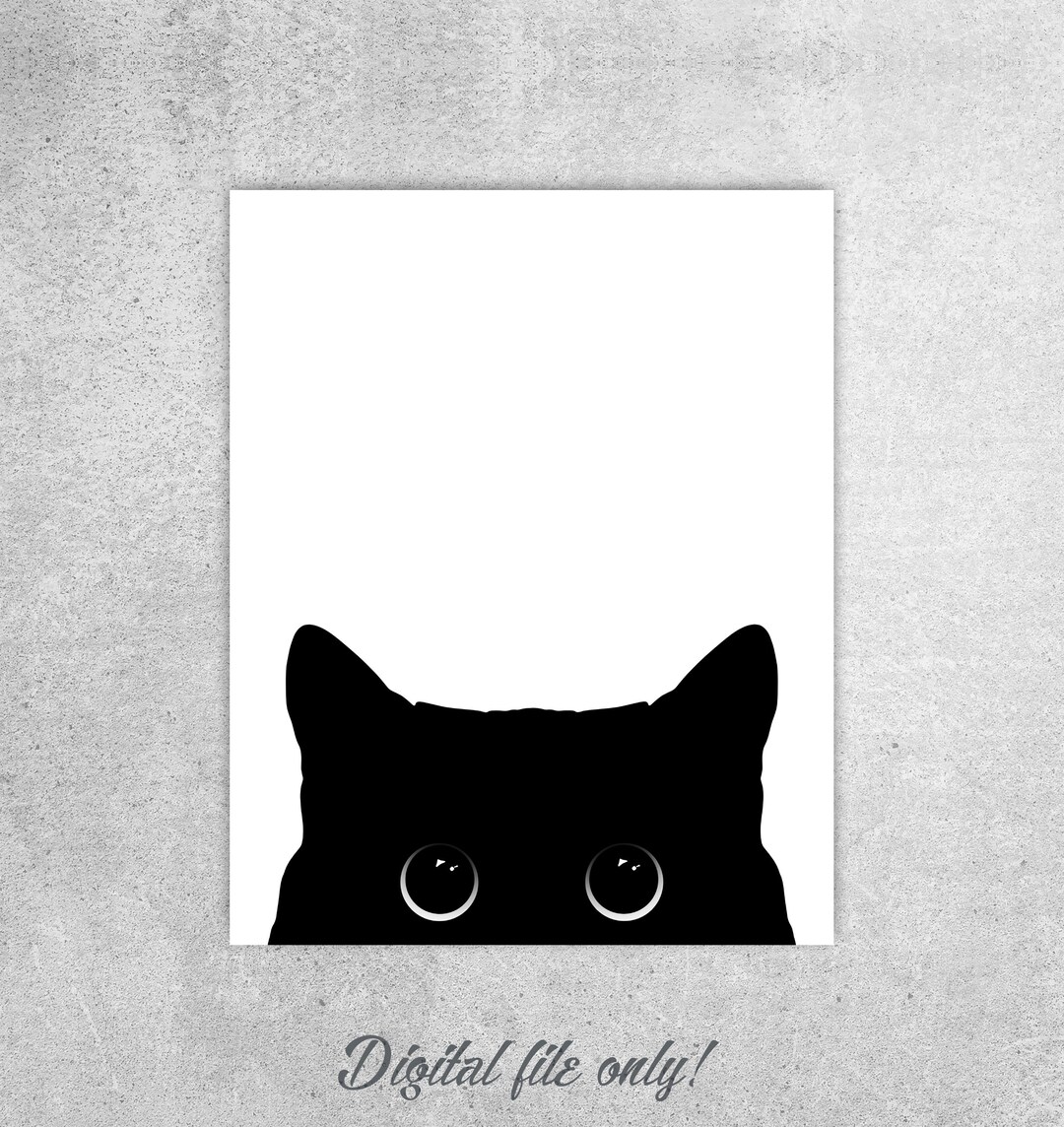 Black Cat Print Wall Art Poster Art Print Cat Print Wall Decor Wall Art ...
