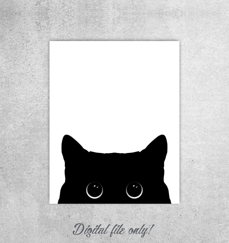Black Cat Print Wall Art Poster Art Print Cat Print Wall Decor Etsy