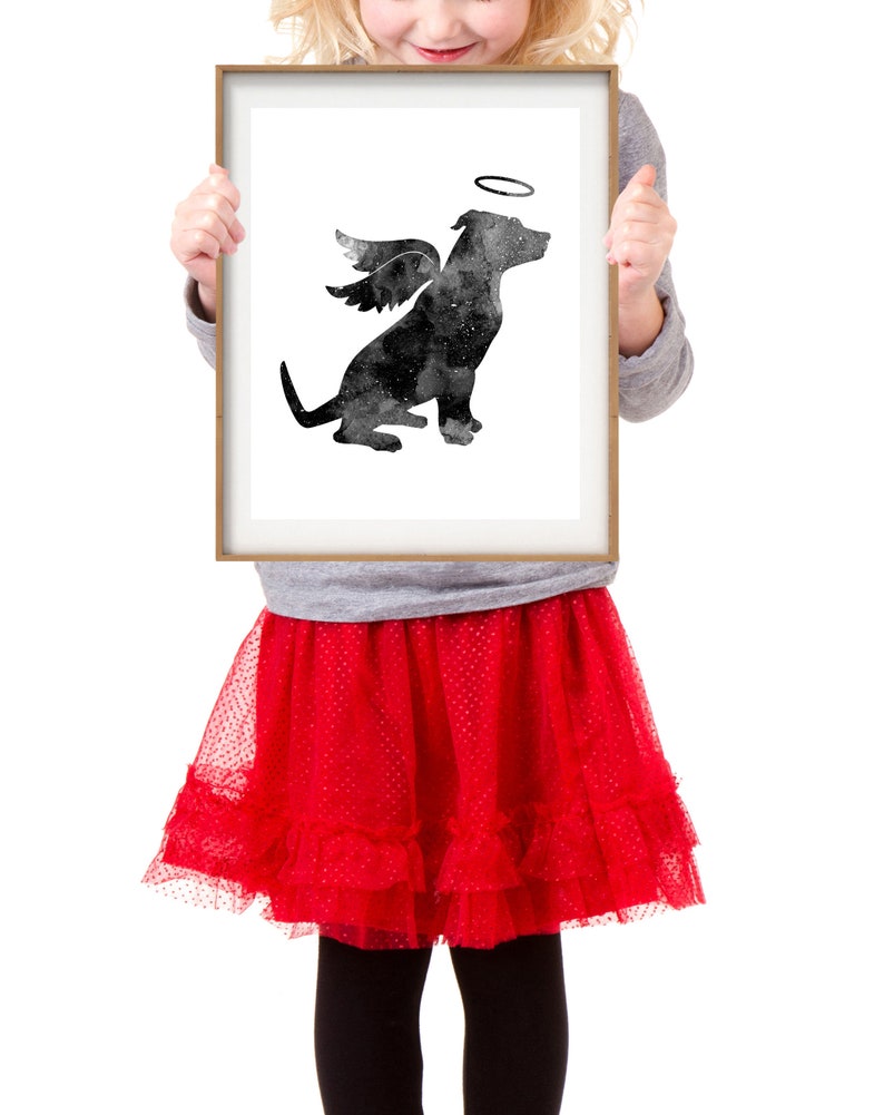 Pit bull with wings and halo Pitbull Dog print Dog with wings print Dog memorial gift Halo on dog gift Instant download Dog loss gift