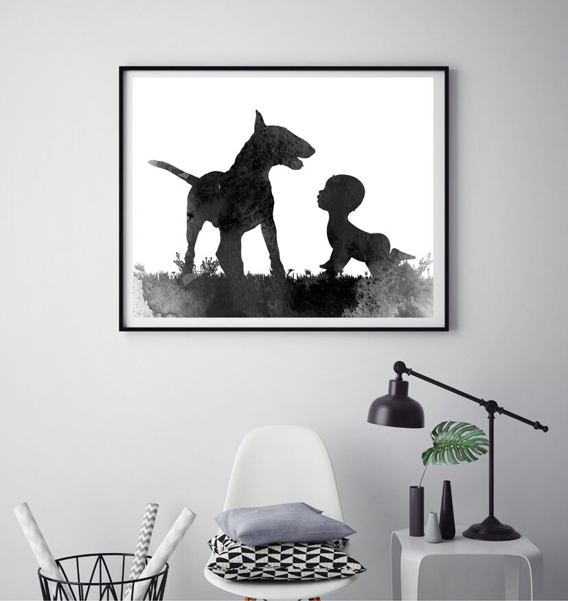 English bull terrier print Baby art print Downloadable | Etsy