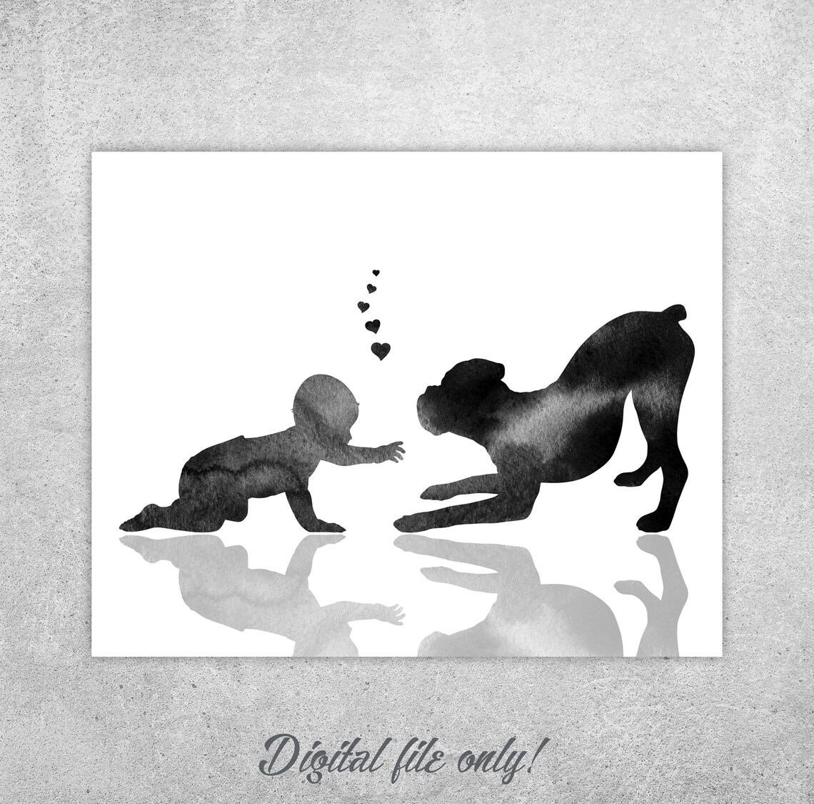Baby and Boxer Dog Print Dog Wall Art Baby and Dog Baby - Etsy