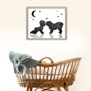 Baby Puppy English Bulldog Puppy Print, Baby and Dog, Digital ...