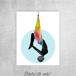 Aerial Yoga Wall Art Print, Yoga Print, Aerial Silks Art, Aerial Yoga