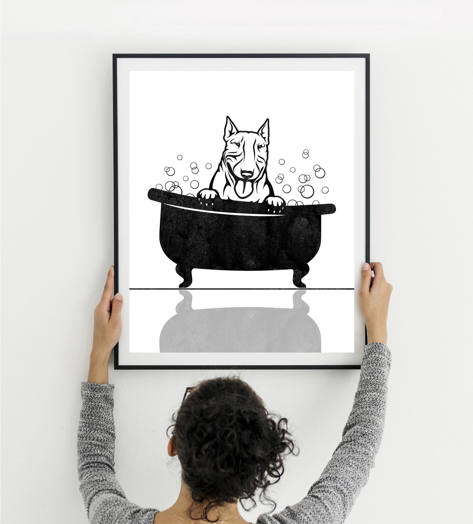 Bathroom Print Dog in a Bathtub Print Downloadable Print | Etsy