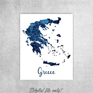 Griechenland Karte, Landkarte Griechenland, Wandbild, Fernweh Geschenk, Griechenland Druck, große Wandkunst, Reise Dekor, Haus Büro Dekor, SOFORTIGER DOWNLOAD