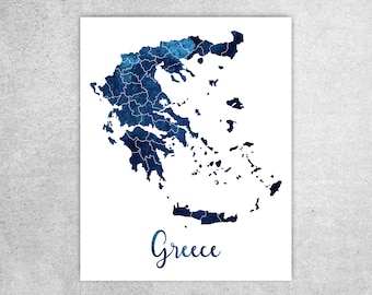 Carte de la Grèce imprimable, art mural de la Grèce, cadeau Wanderlust, impression de la Grèce, grande carte murale, décoration de voyage, décoration de bureau à domicile, TÉLÉCHARGEMENT IMMÉDIAT