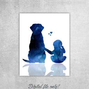 Labrador Hund Drucke, Baby mit Hund Kunst, Hunderasse, Schwangerschaft offenbaren, Baby-Dusche-Geschenk, Baby und Labradors, Sofort download