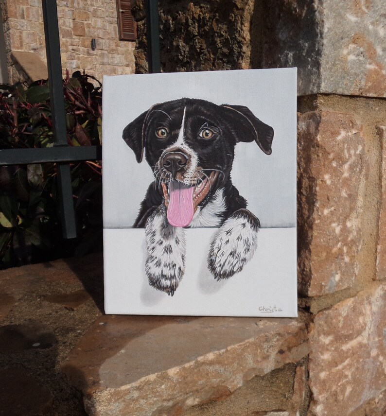 Dog portrait Lab mix dog art Christmas gift Pet art Puppy portrait Animal decor Dog art PEEKABOO dog Dog painting Pet portrait