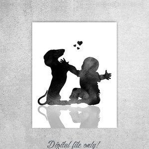 Dachshund Baby Watercolor Print: Dog Nursery Art (Digital Download)
