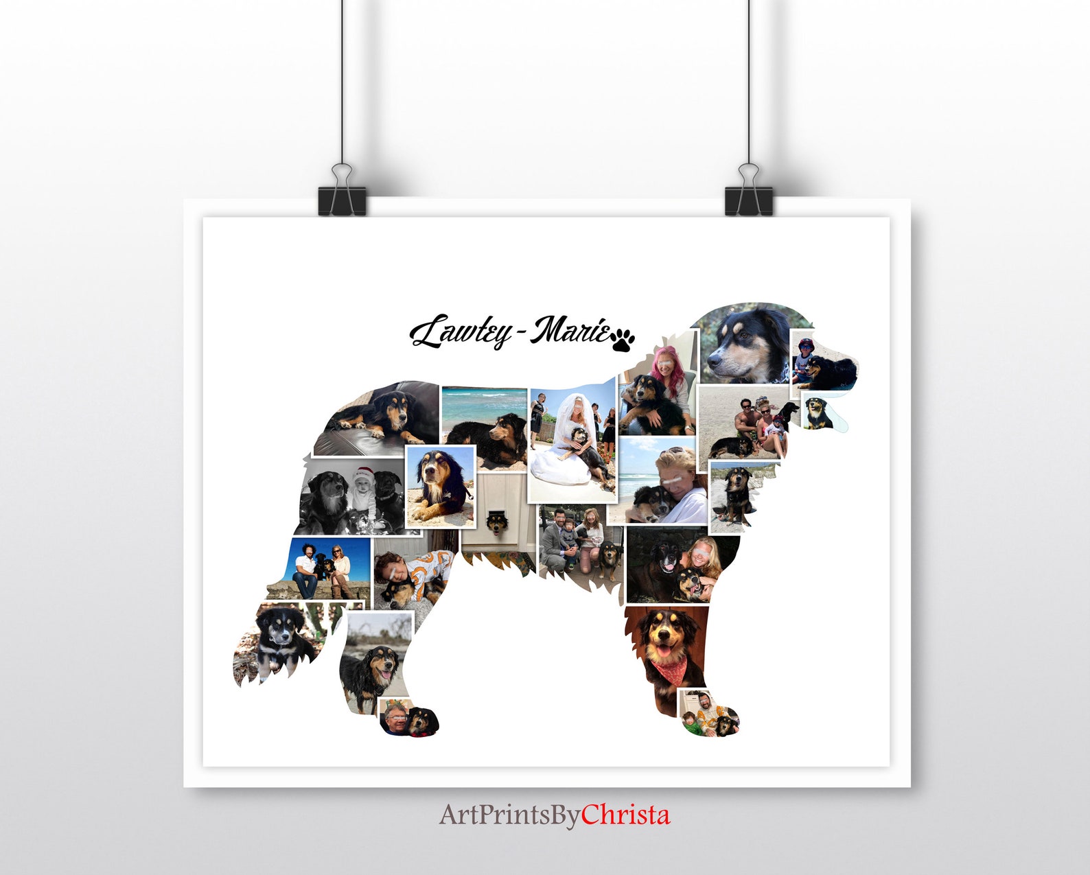 Custom Silhouette Dog Photo Collage With Custom Dog Name - Etsy