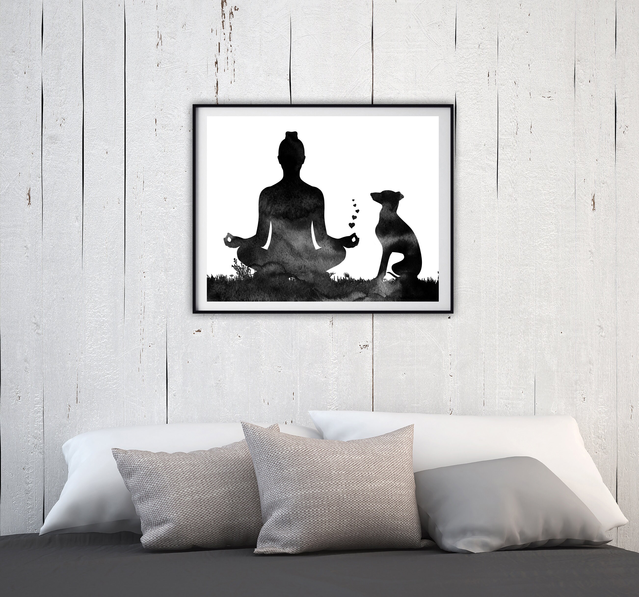 Yoga Wall Art Yoga With Dog Art Print Greyhound Dog Print - Etsy