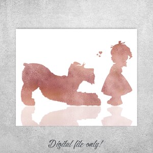 Schnauzer Dog Yoga Print: Rose Gold Nursery Decor (Digital Download)