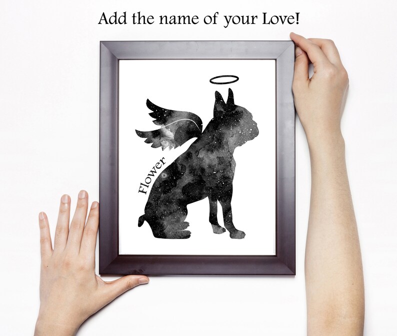 Pit bull with wings and halo Pitbull Dog print Dog with wings print Dog memorial gift Halo on dog gift Instant download Dog loss gift