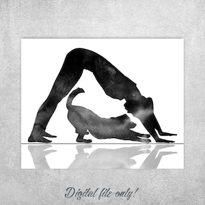 Yoga Dog Print: Golden Retriever Downward Dog Pose (Digital Download)