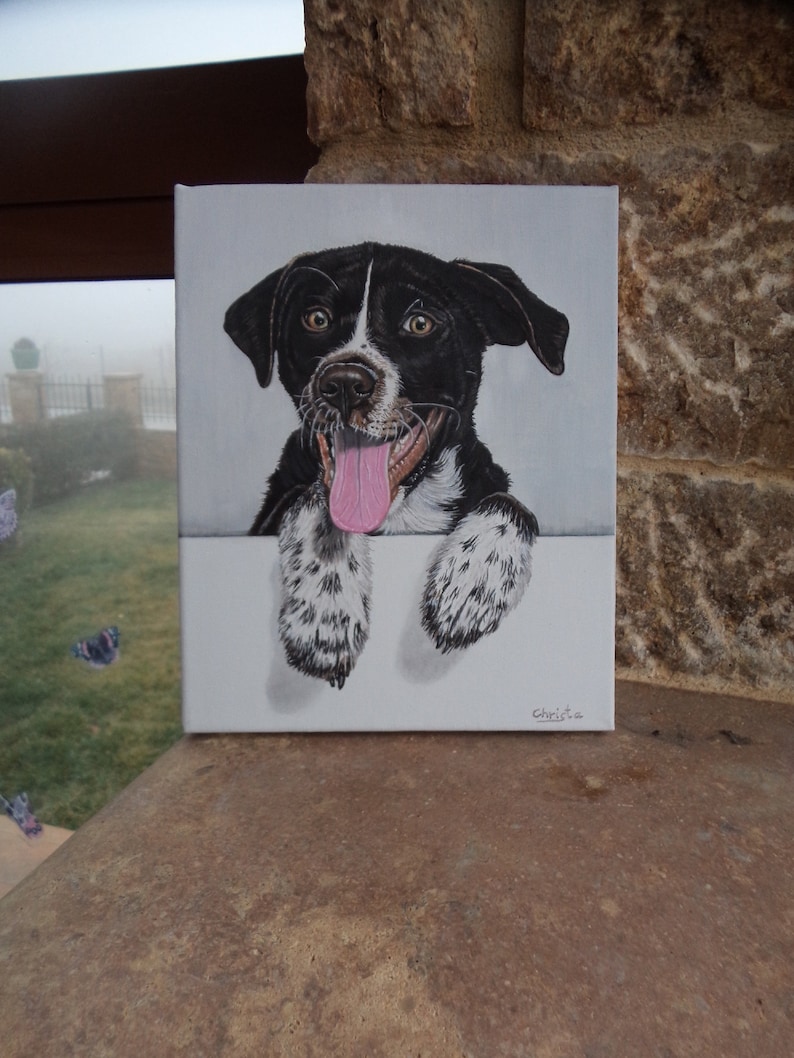 Dog portrait Lab mix dog art Christmas gift Pet art Puppy portrait Animal decor Dog art PEEKABOO dog Dog painting Pet portrait