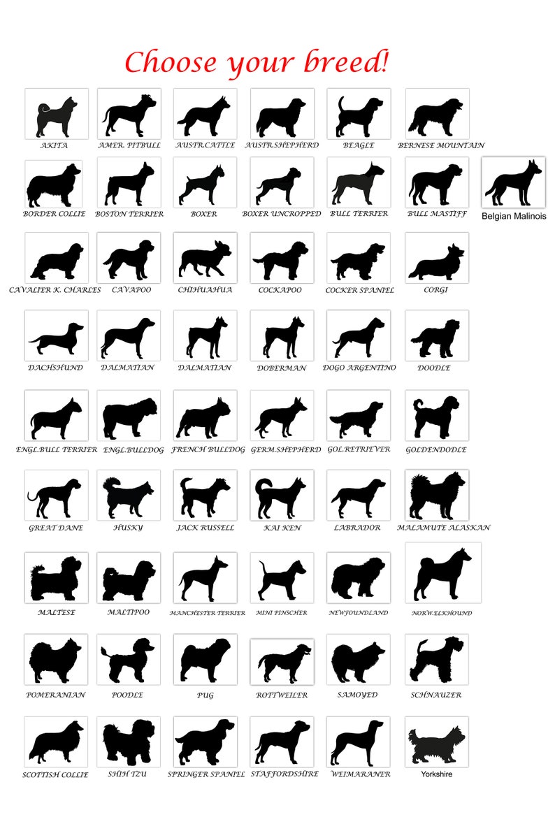 Dog Photo Collage With Custom Dog Name Custom Silhouette Etsy