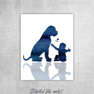 Boxer Dog Watercolor Print, Baby Print, Baby and Dog, Pregnancy ...