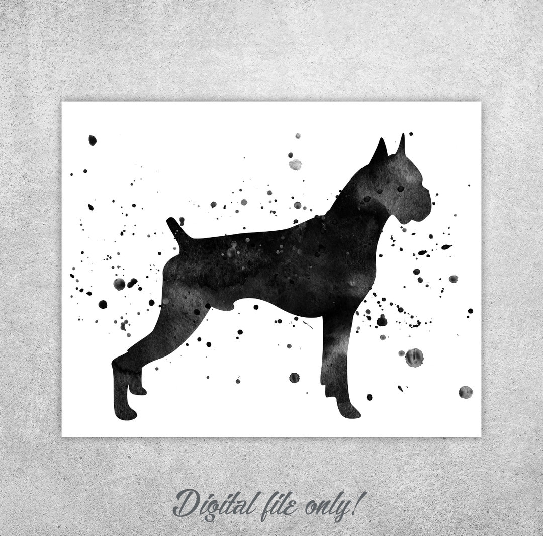 Boxer Dog Wall Art Print Pet Shop Decor Dog Print Black Etsy