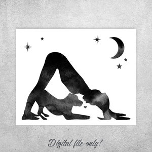 Labrador Yoga Print: Woman and Dog Downward Pose (Digital Download 16x20&quot; JPEG Files)
