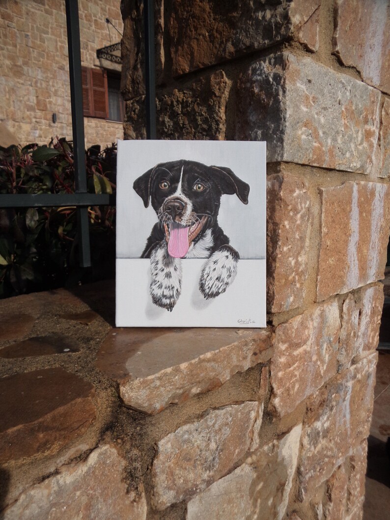 Dog portrait Lab mix dog art Christmas gift Pet art Puppy portrait Animal decor Dog art PEEKABOO dog Dog painting Pet portrait