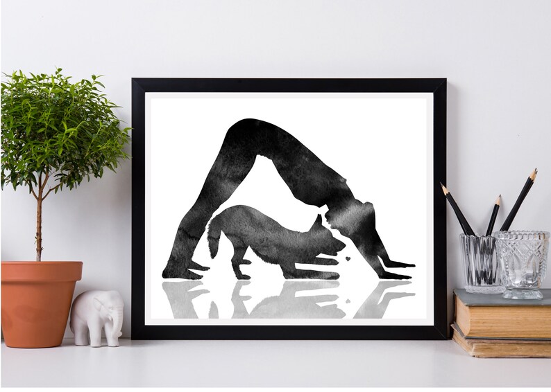 Woman in Yoga Pose German Shepherd Print Yoga Dog Print Dog Etsy