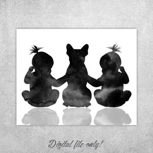 Twins & French Bulldog Print: Baby Room Wall Art (Digital Download)