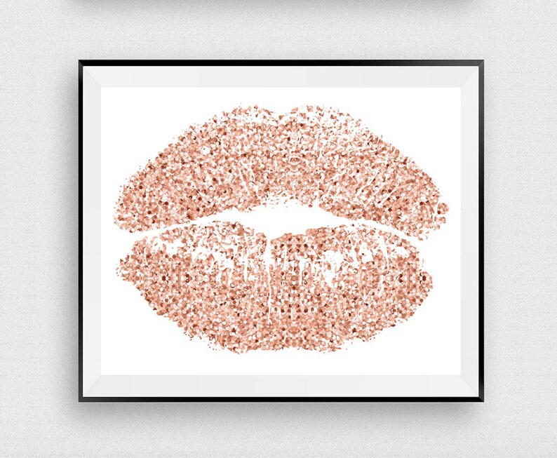 Rose Gold Lips Large Lips Wall Decor Beauty Gift Digital Etsy