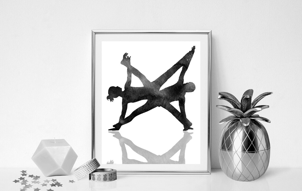 Couple doing yoga wall art Yoga print Acrobatic yoga Etsy
