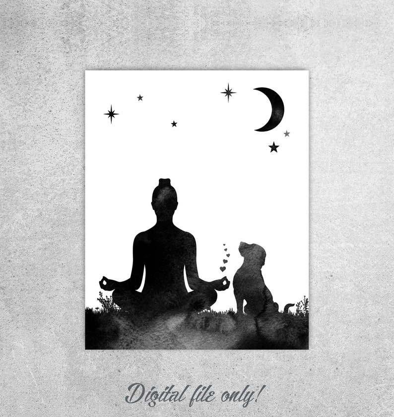 Yoga Wall Art Yoga With Dog Art Print Beagle Dog Watercolor Etsy