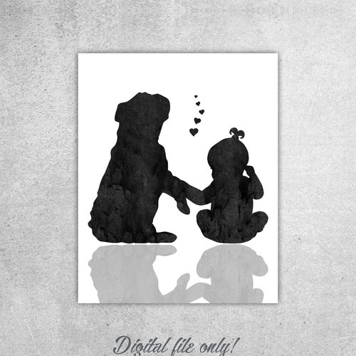 Baby Puppy English Bulldog Puppy Print Baby and Dog Digital - Etsy